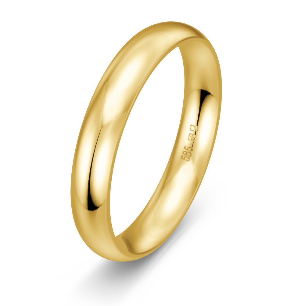 BREUNING Trauring spitz gewölbt 3,5 mm Breite, Gelbgold