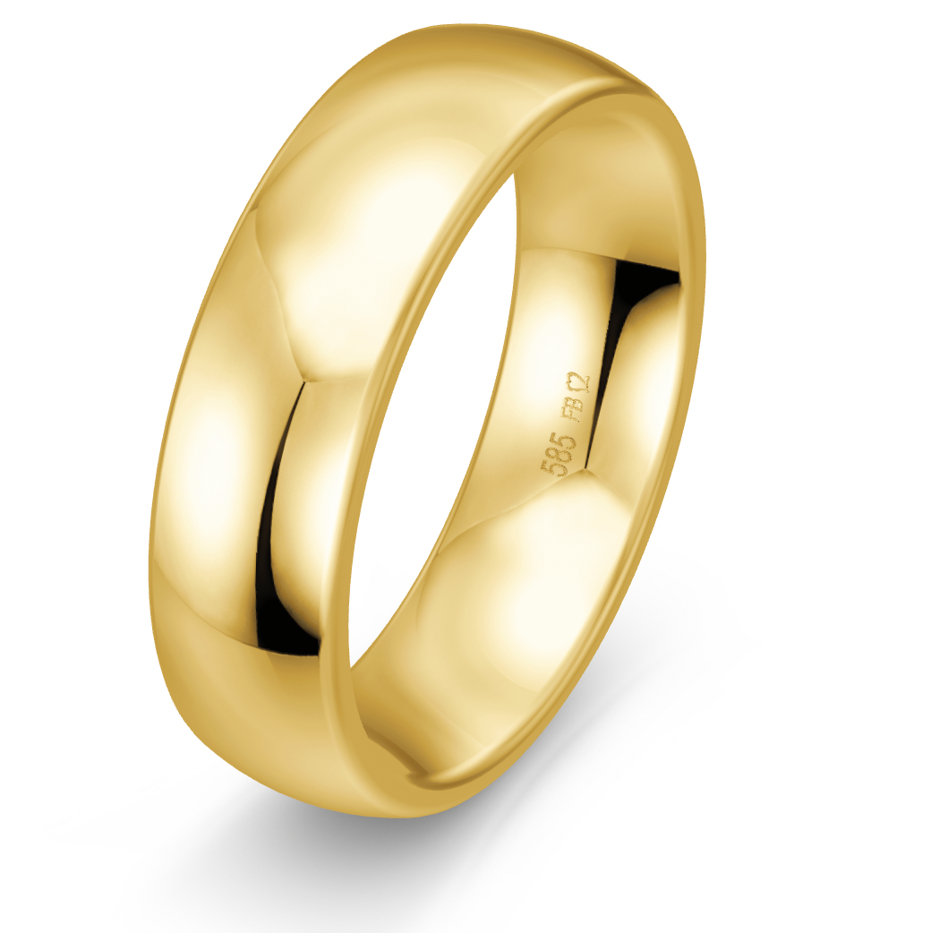 BREUNING Trauring gewölbt 6 mm Breite, Gelbgold