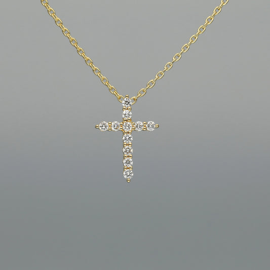 Collier "Kreuz S/F" aus 750 Gelbgold mit Brillanten