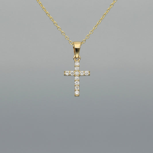 Collier "Kreuz S/O" aus 750 Gelbgold mit Brillanten