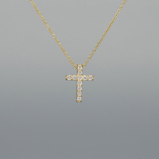 Collier "Kreuz S" aus 750 Gelbgold mit Brillanten