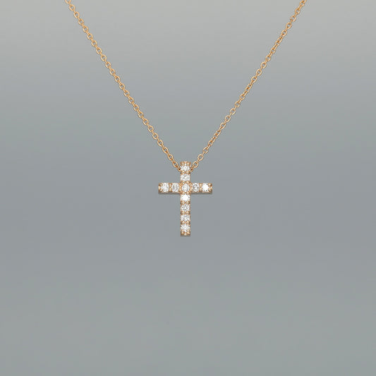 Collier "Kreuz S" aus 750 Rotgold mit Brillanten