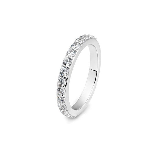 Memoire Ring mit rundum ausgefassten Brillanten, Platin