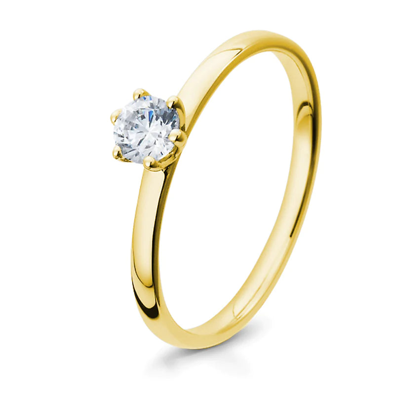 Verlobungsring mit einem Brillanten 0,25 ct., Gelbgold