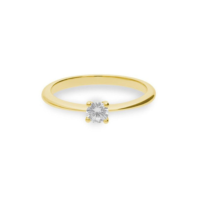 Verlobungsring mit einem Brillanten 0,25 ct., Gelbgold