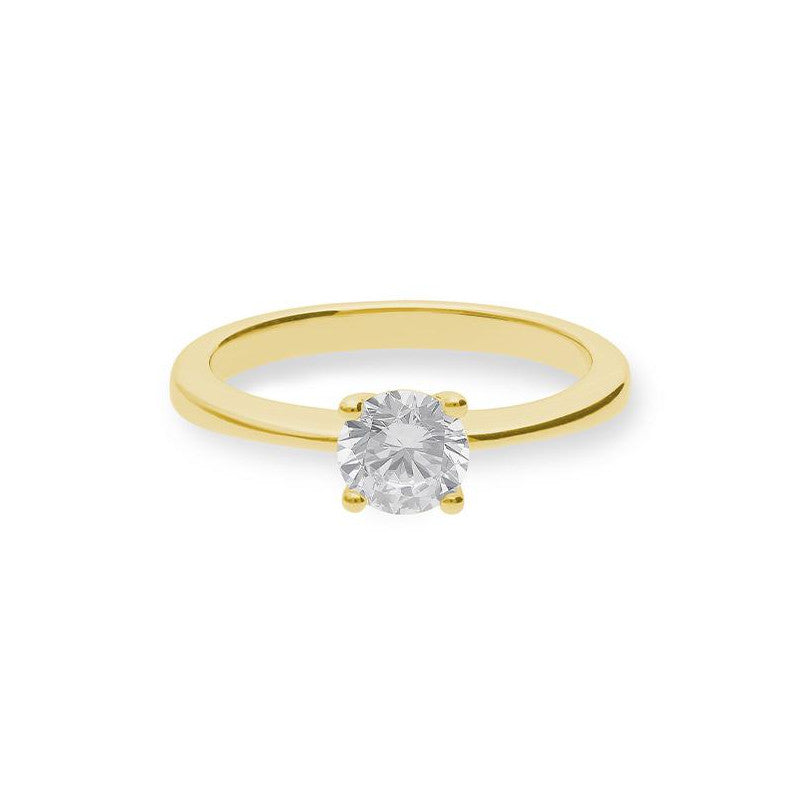 Verlobungsring mit einem Brillanten 0,80 ct., Gelbgold