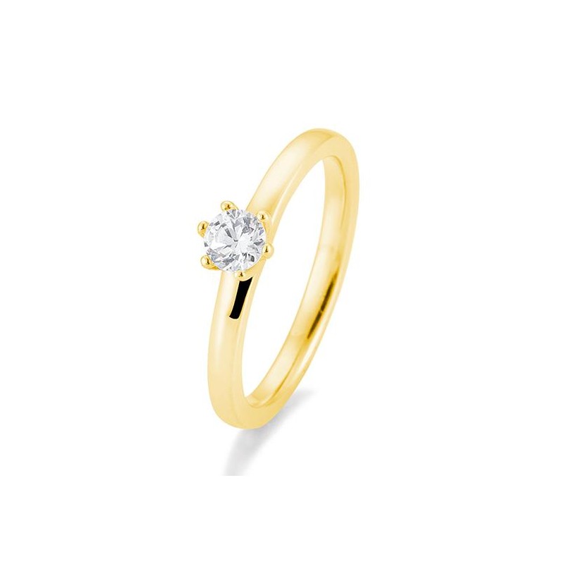 Verlobungsring mit einem Brillanten 0,40 ct., Gelbgold