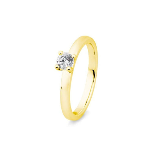 Verlobungsring mit einem Brillanten 0,30 ct., Gelbgold