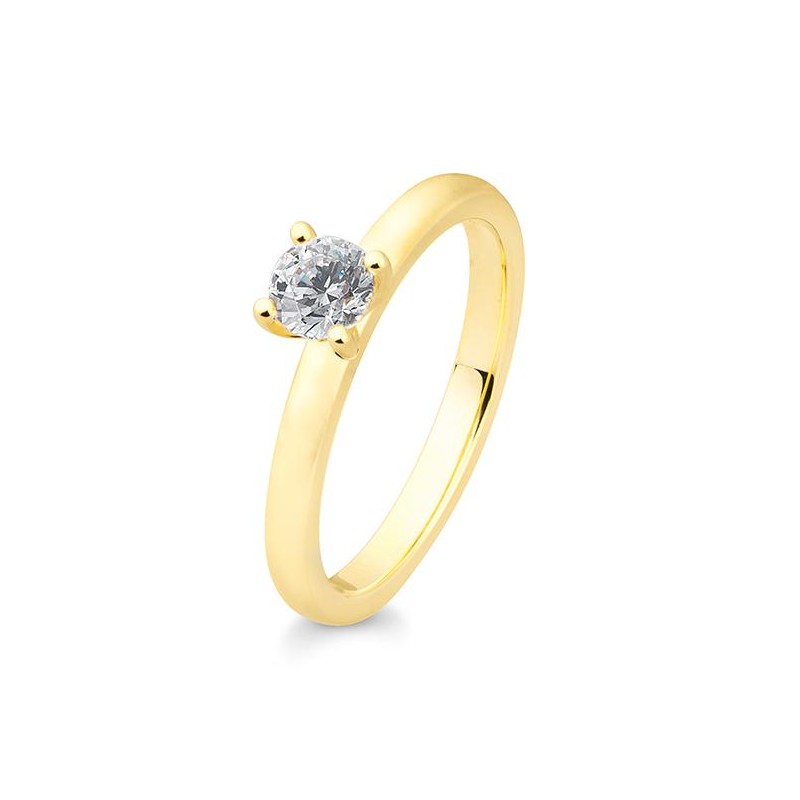 Verlobungsring mit einem Brillanten 0,40 ct., Gelbgold