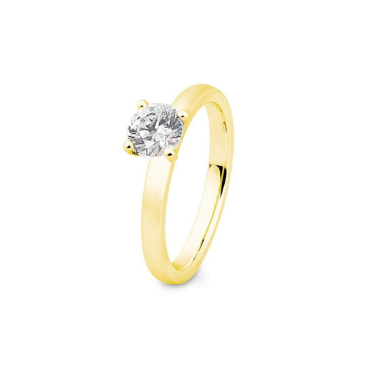 Verlobungsring mit einem Brillanten 0,80 ct., Gelbgold