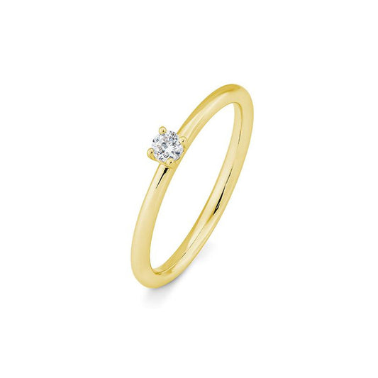 Verlobungsring mit einem Brillanten 0,10 ct., Gelbgold