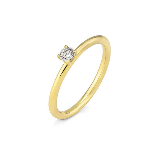 Verlobungsring mit einem Brillanten 0,15 ct., Gelbgold