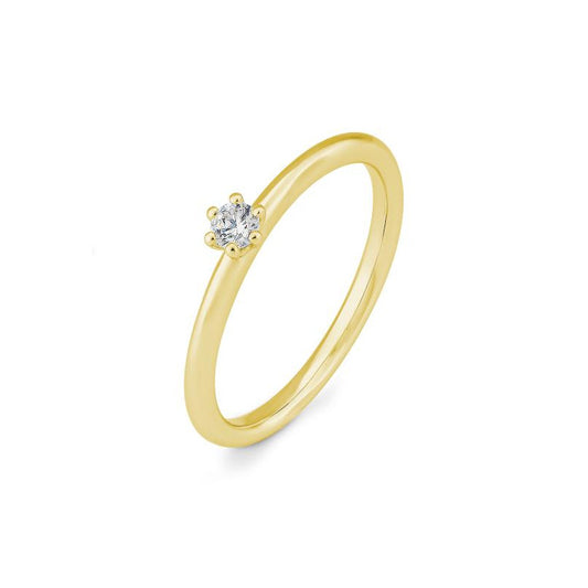 Verlobungsring mit einem Brillanten 0,10 ct., Gelbgold