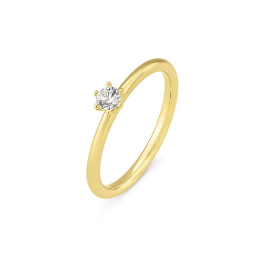 Verlobungsring mit einem Brillanten 0,15 ct., Gelbgold