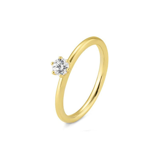 Verlobungsring mit einem Brillanten 0,25 ct., Gelbgold