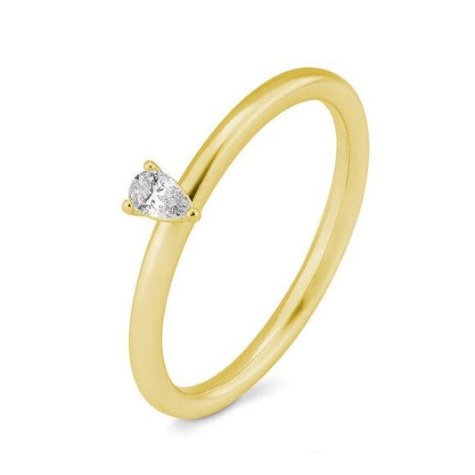 Verlobungsring mit einem Pear - Cut Diamond 0,11 ct., Gelbgold