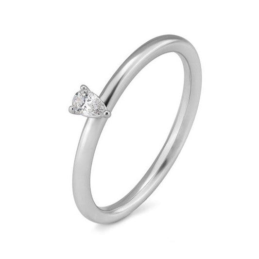 Verlobungsring mit einem Pear - Cut Diamond 0,11 ct., Weißgold