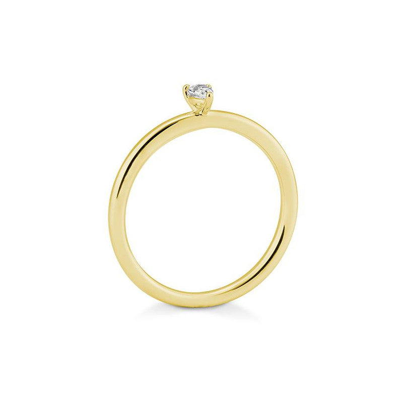 Verlobungsring mit einem Pear - Cut Diamond 0,11 ct., Gelbgold