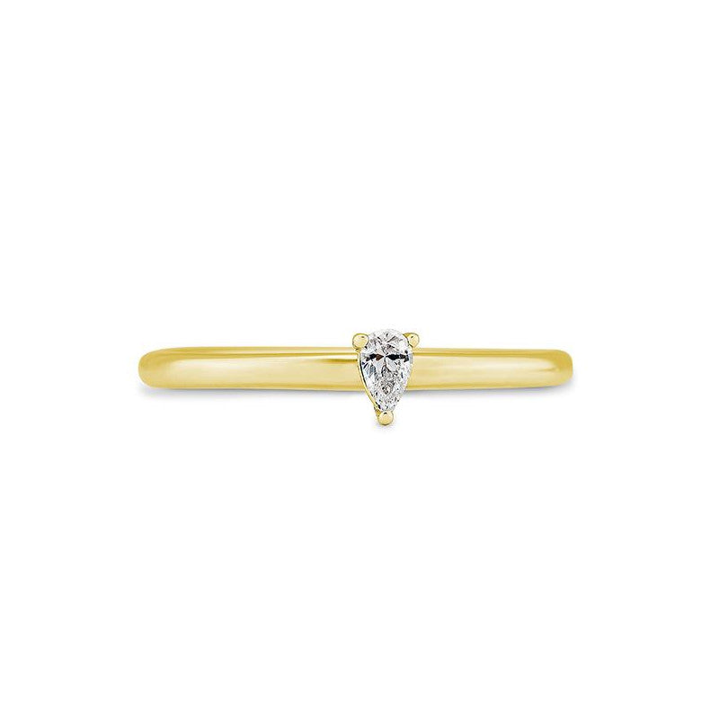 Verlobungsring mit einem Pear - Cut Diamond 0,11 ct., Gelbgold