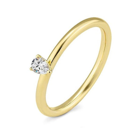 Verlobungsring mit einem Pear - Cut Diamond 0,15 ct., Gelbgold