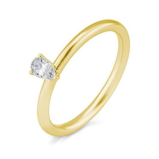 Verlobungsring mit einem Pear - Cut Diamond 0,20 ct., Gelbgold