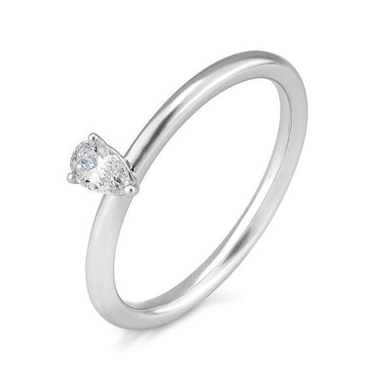 Verlobungsring mit einem Pear - Cut Diamond 0,20 ct., Weißgold