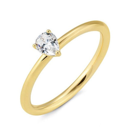 Verlobungsring mit einem Pear - Cut Diamond 0,42 ct., Gelbgold