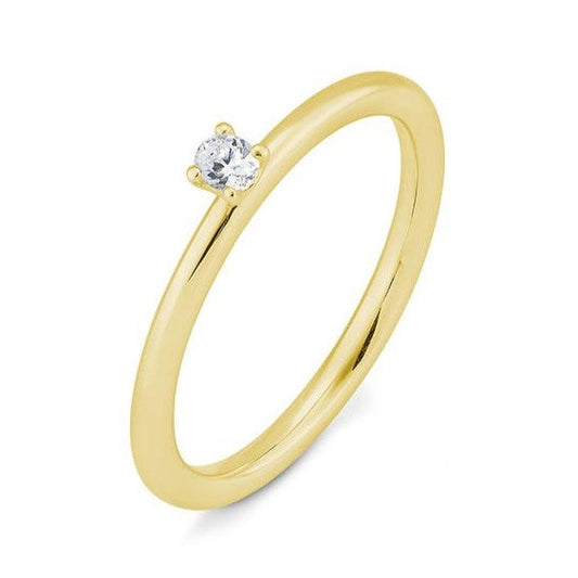 Verlobungsring mit einem Oval - Cut Diamond 0,07 ct., Gelbgold