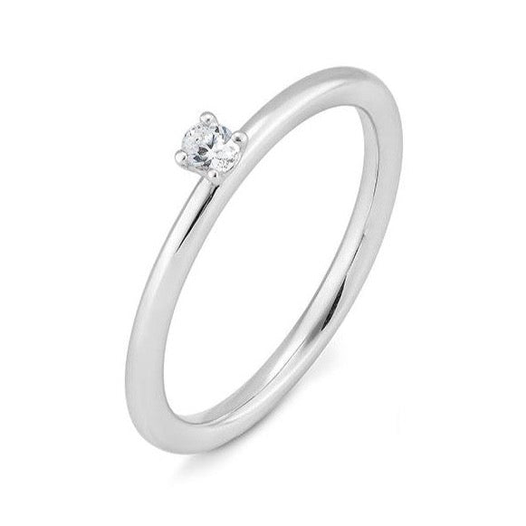 Verlobungsring mit einem Oval - Cut Diamond 0,07 ct., Weißgold