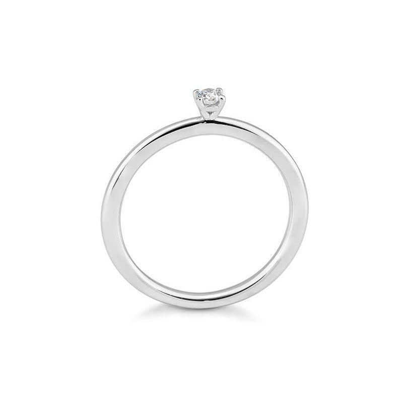 Verlobungsring mit einem Oval - Cut Diamond 0,07 ct., Weißgold