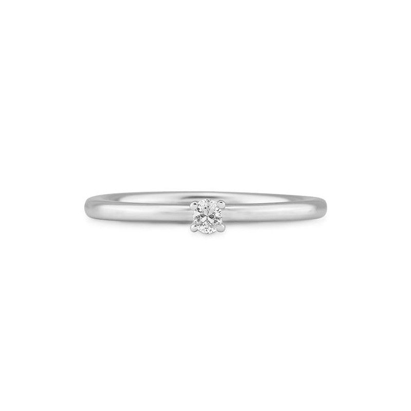 Verlobungsring mit einem Oval - Cut Diamond 0,07 ct., Weißgold