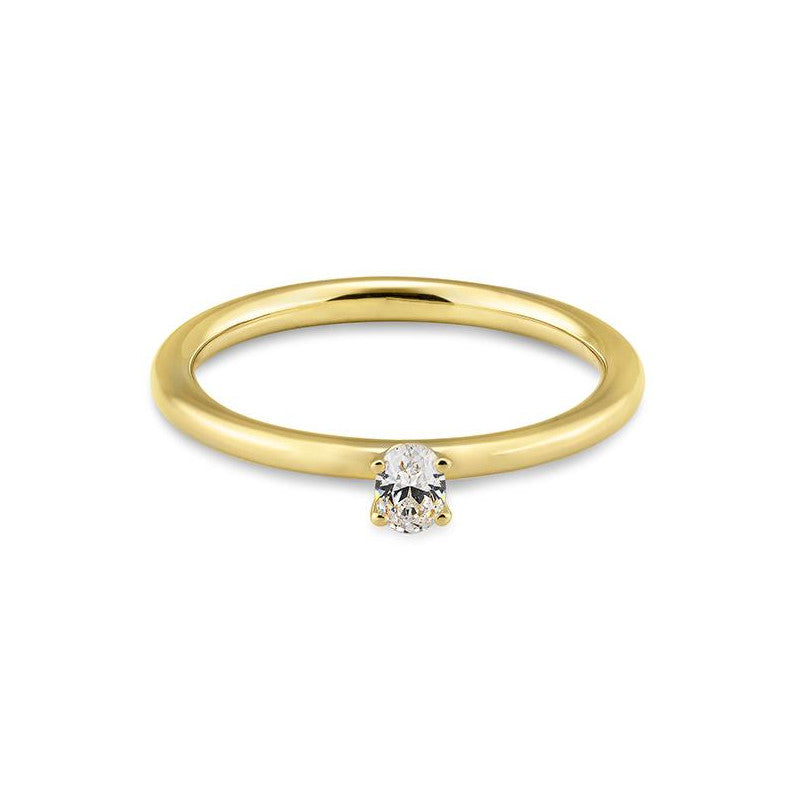 Verlobungsring mit einem Oval - Cut Diamond 0,16 ct., Gelbgold