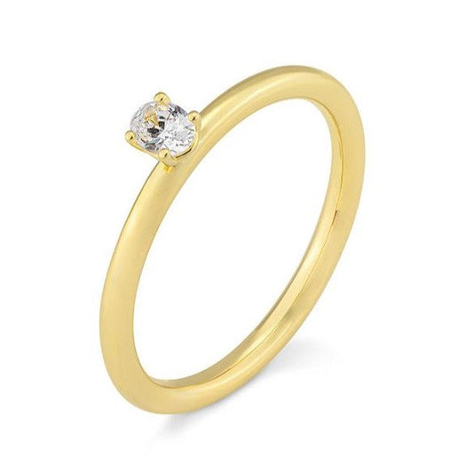 Verlobungsring mit einem Oval - Cut Diamond 0,16 ct., Gelbgold