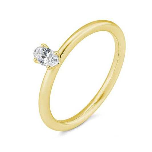 Verlobungsring mit einem Oval - Cut Diamond 0,20 ct., Gelbgold