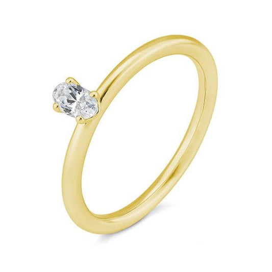 Verlobungsring mit einem Oval - Cut Diamond 0,28 ct., Gelbgold