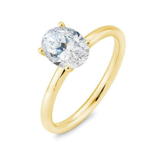 Verlobungsring mit einem Oval - Cut Diamond 1,00 ct., Gelbgold