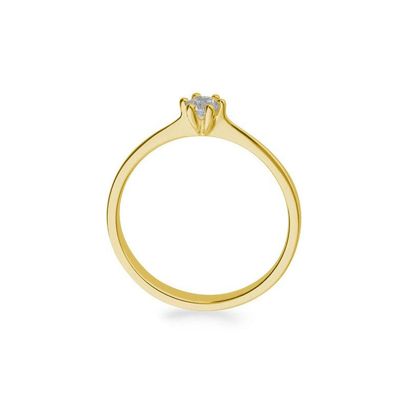 Verlobungsring mit einem Brillanten 0,15 ct., Gelbgold