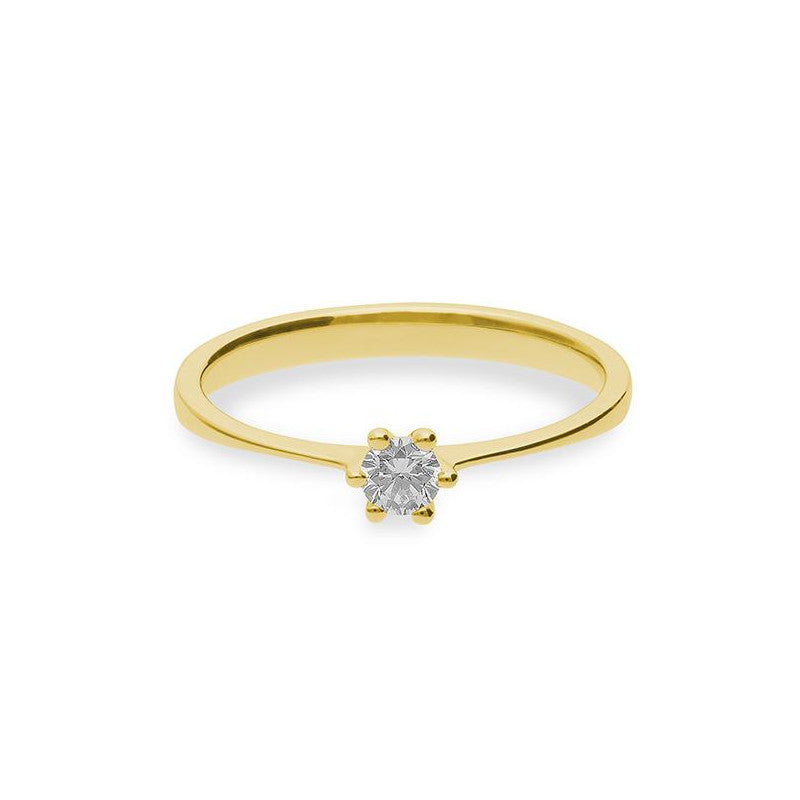 Verlobungsring mit einem Brillanten 0,15 ct., Gelbgold