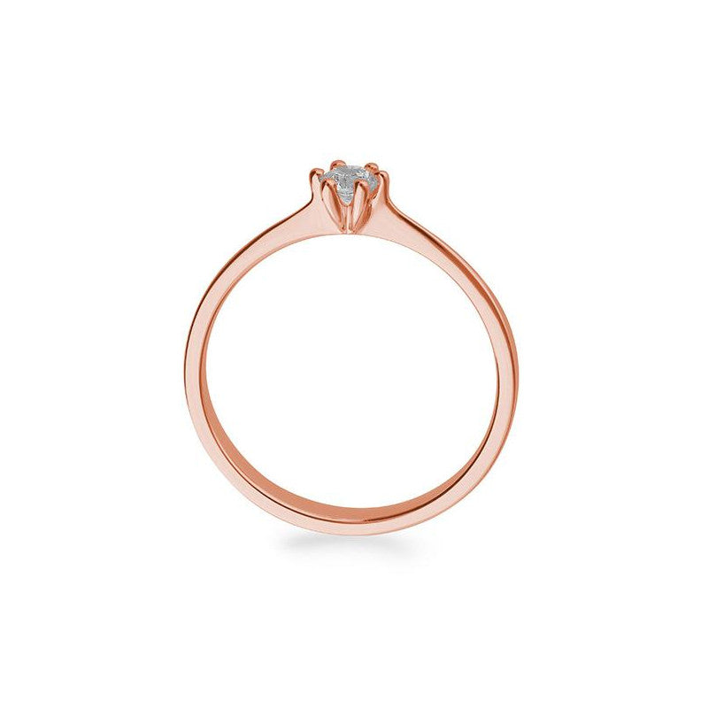 Verlobungsring mit einem Brillanten 0,15 ct., Rotgold