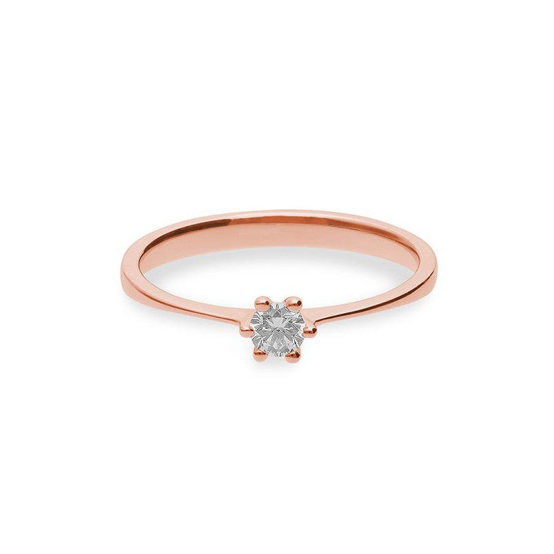 Verlobungsring mit einem Brillanten 0,15 ct., Rotgold