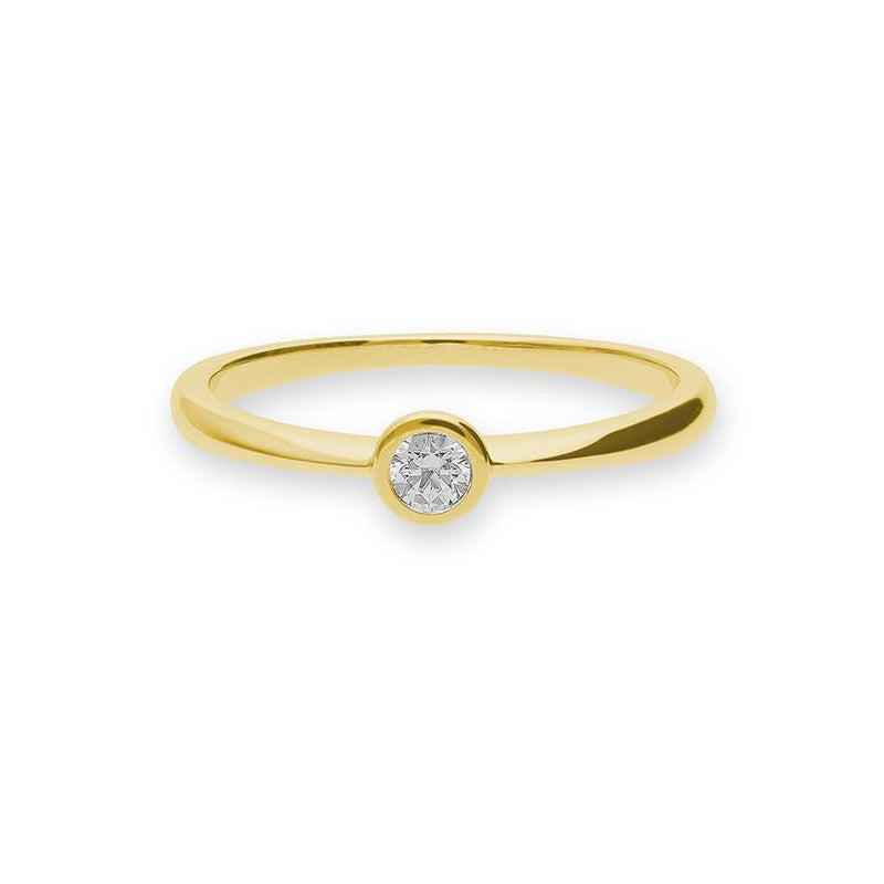 Verlobungsring mit einem Brillanten 0,10 ct., Gelbgold