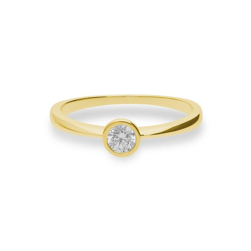 Verlobungsring mit einem Brillanten 0,20 ct., Gelbgold