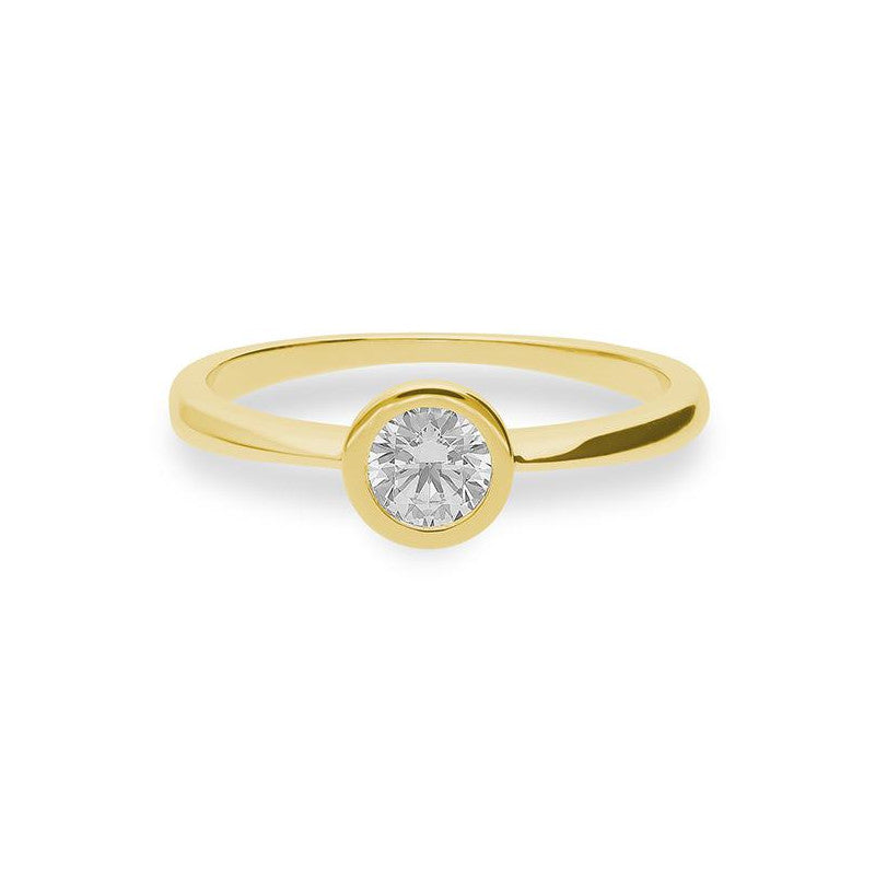 Verlobungsring mit einem Brillanten 0,40 ct., Gelbgold