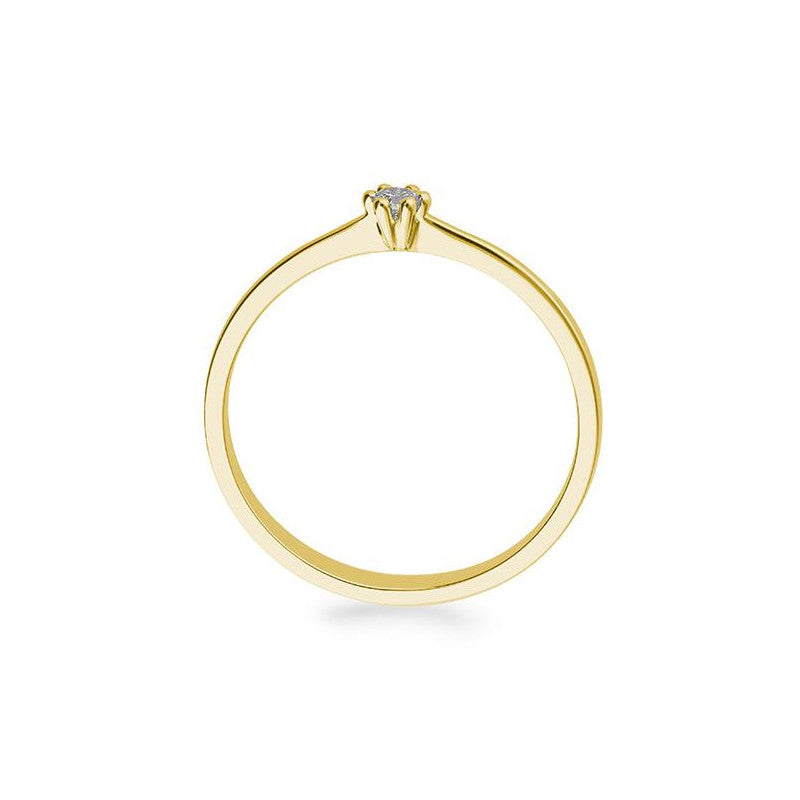 Verlobungsring mit einem Brillanten 0,05 ct., Gelbgold