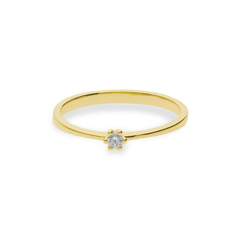 Verlobungsring mit einem Brillanten 0,05 ct., Gelbgold