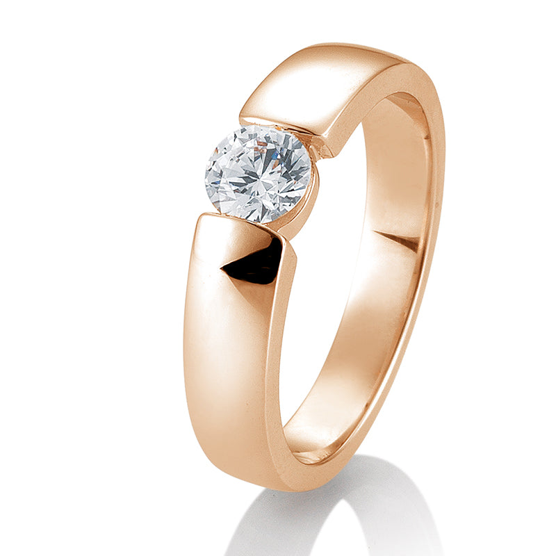 Verlobungsring mit einem Brillanten 0,60 ct., Rotgold