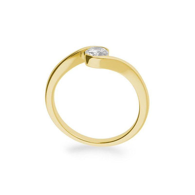 Verlobungsring mit einem Brillanten 0,40 ct., Gelbgold