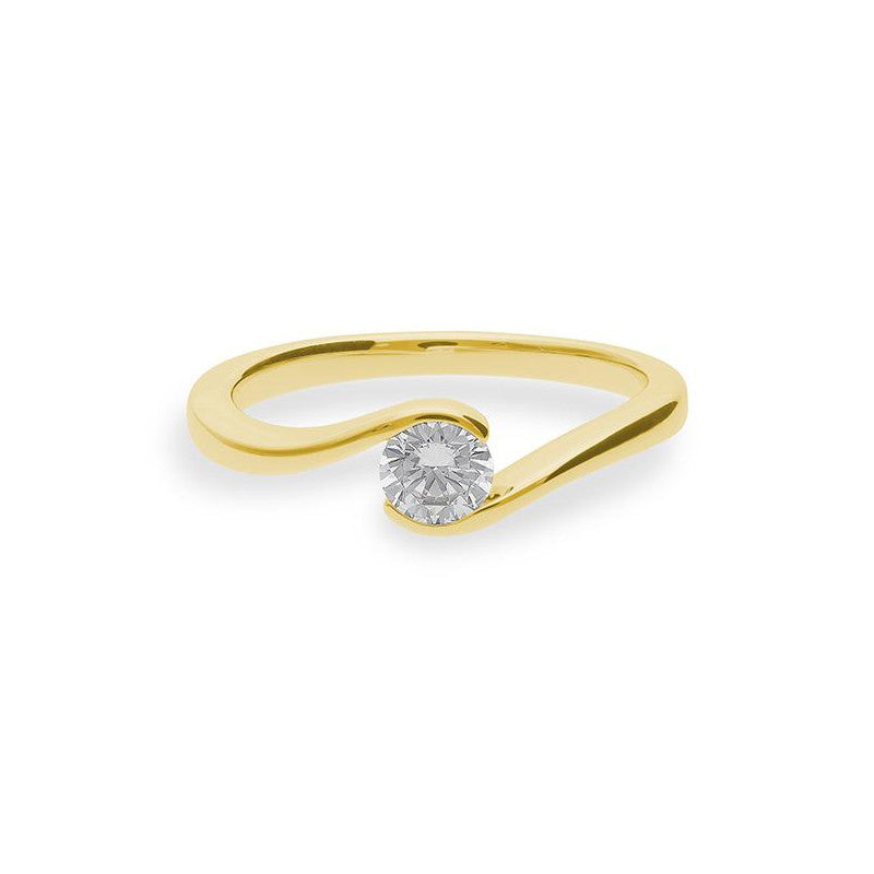 Verlobungsring mit einem Brillanten 0,40 ct., Gelbgold