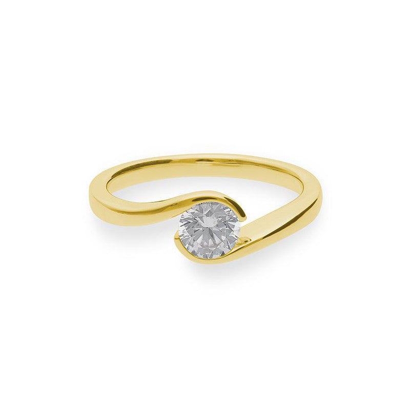 Verlobungsring mit einem Brillanten 0,60 ct., Gelbgold