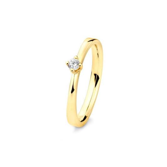 Verlobungsring mit einem Brillanten 0,13 ct., Gelbgold